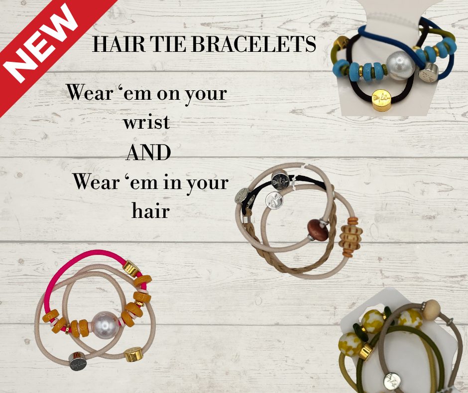 assortment of hair tie bracelets
